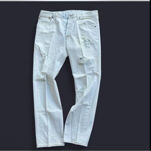 Levi’s 501 White Straight Fit Distressed Men's Jeans